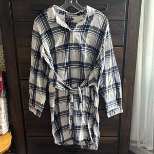 J. Crew Mercantile Navy and White Plaid Shirt Dress